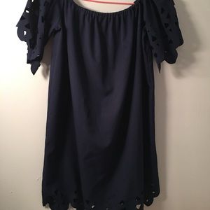 L Size Navy Blue Dress - Above Knee